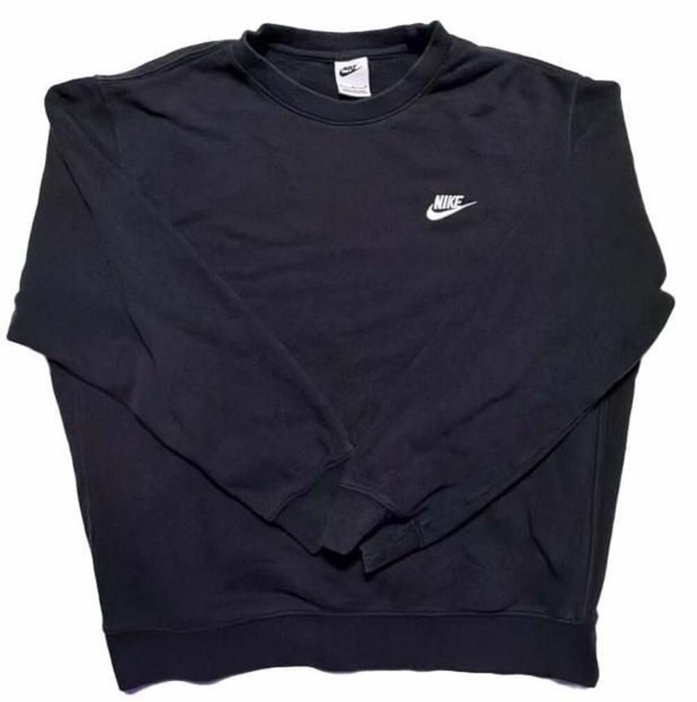 Nike Men's Club Fleece Crewneck Embroidered Mini Swoosh Sweatshirt Black Size L